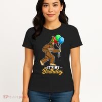 Funny Bigfoot Birthday Cake Balloons Sasquatch Yeti 1 Women's T-Shirt thumb 4