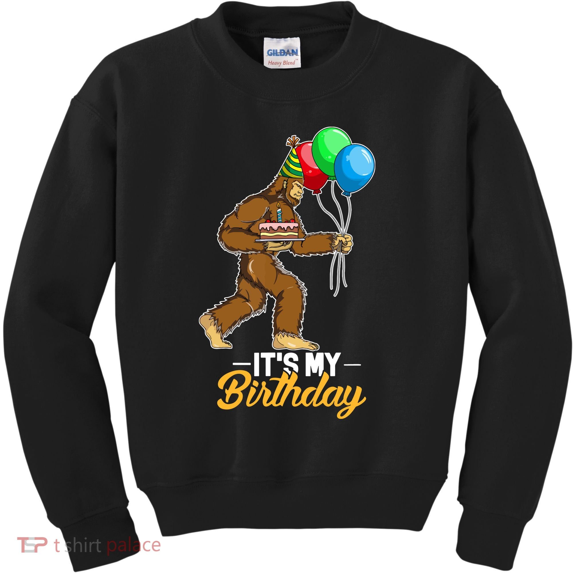 Funny Bigfoot Birthday Cake Balloons Sasquatch Yeti 1 Kids Sweatshirt