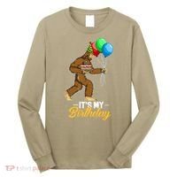 Funny Bigfoot Birthday Cake Balloons Sasquatch Yeti 1 Long Sleeve Shirt thumb 0
