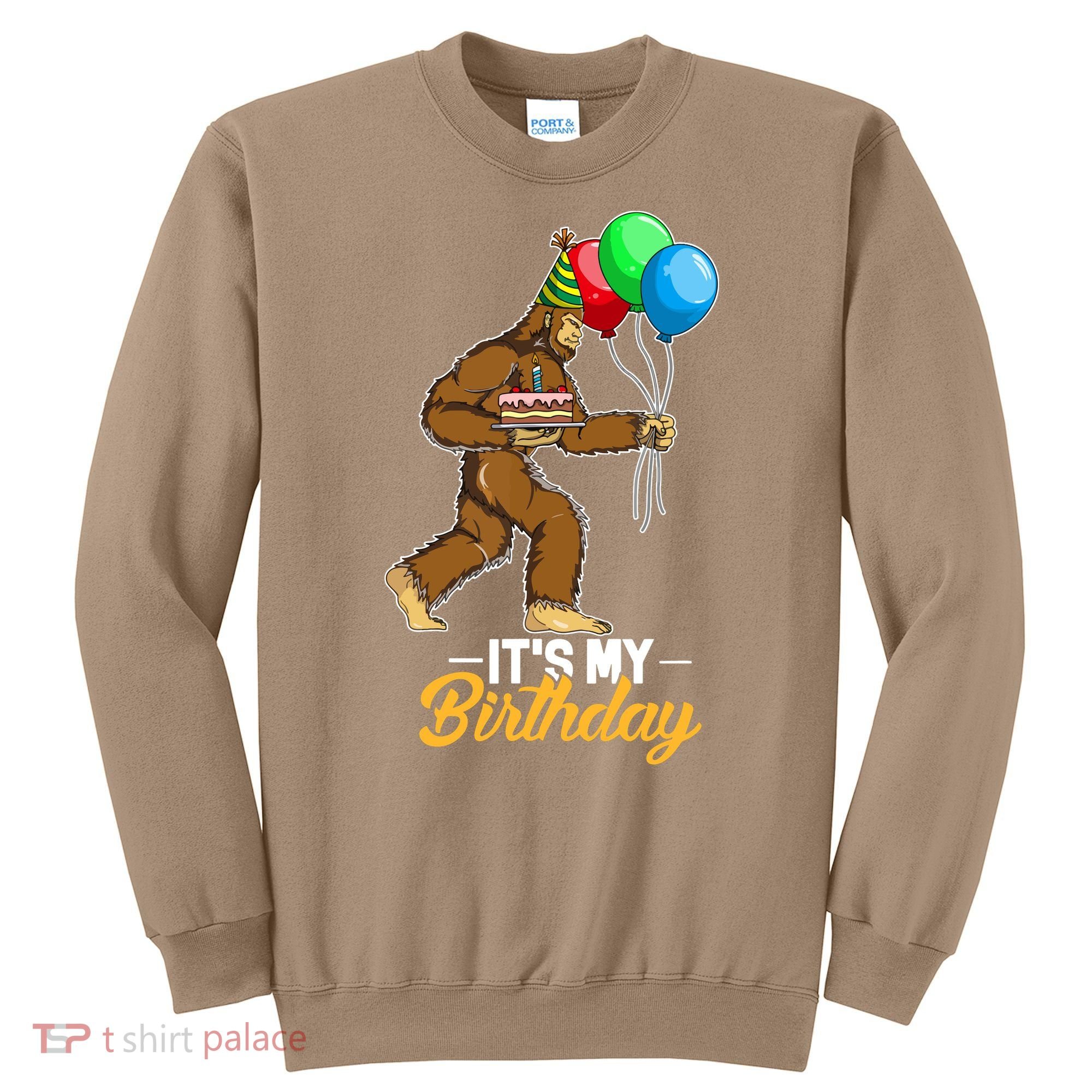 Funny Bigfoot Birthday Cake Balloons Sasquatch Yeti 1 Sweatshirt
