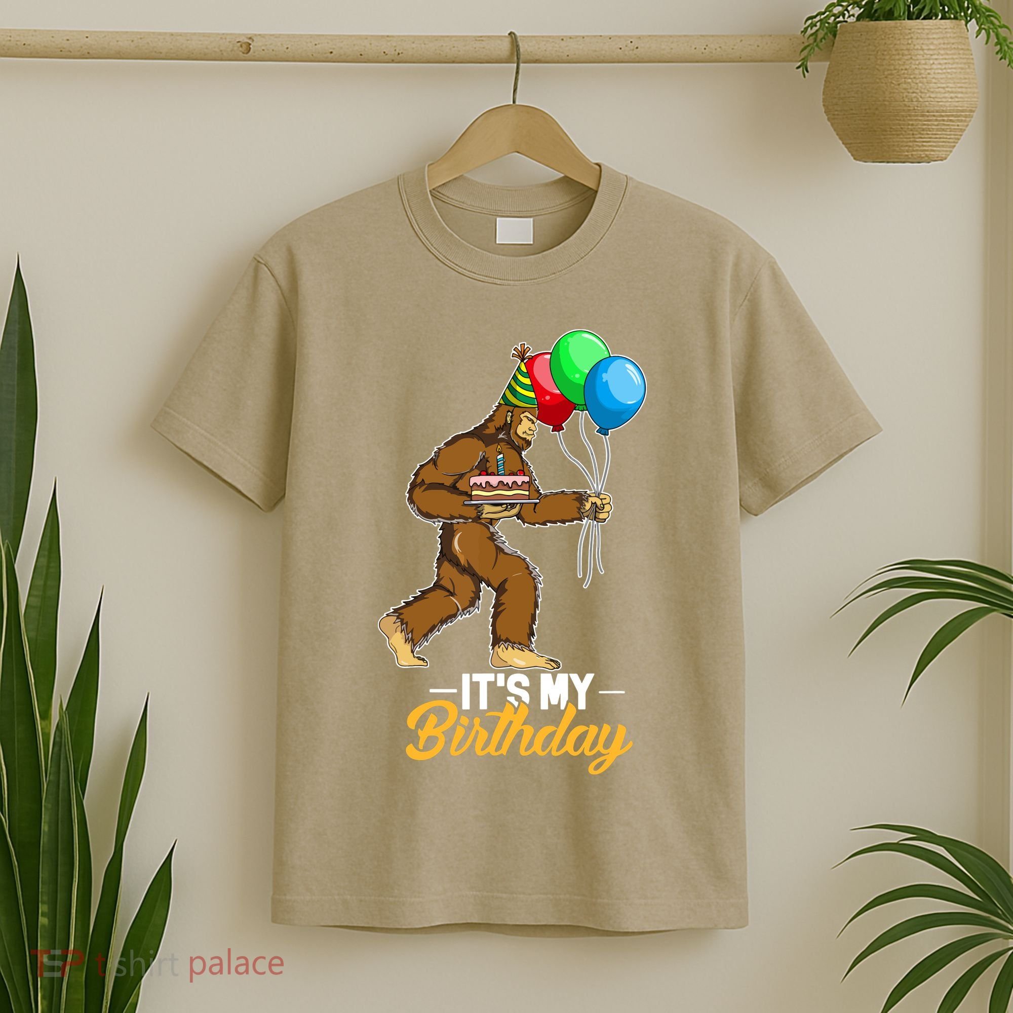 Funny Bigfoot Birthday Cake Balloons Sasquatch Yeti 1 T-Shirt