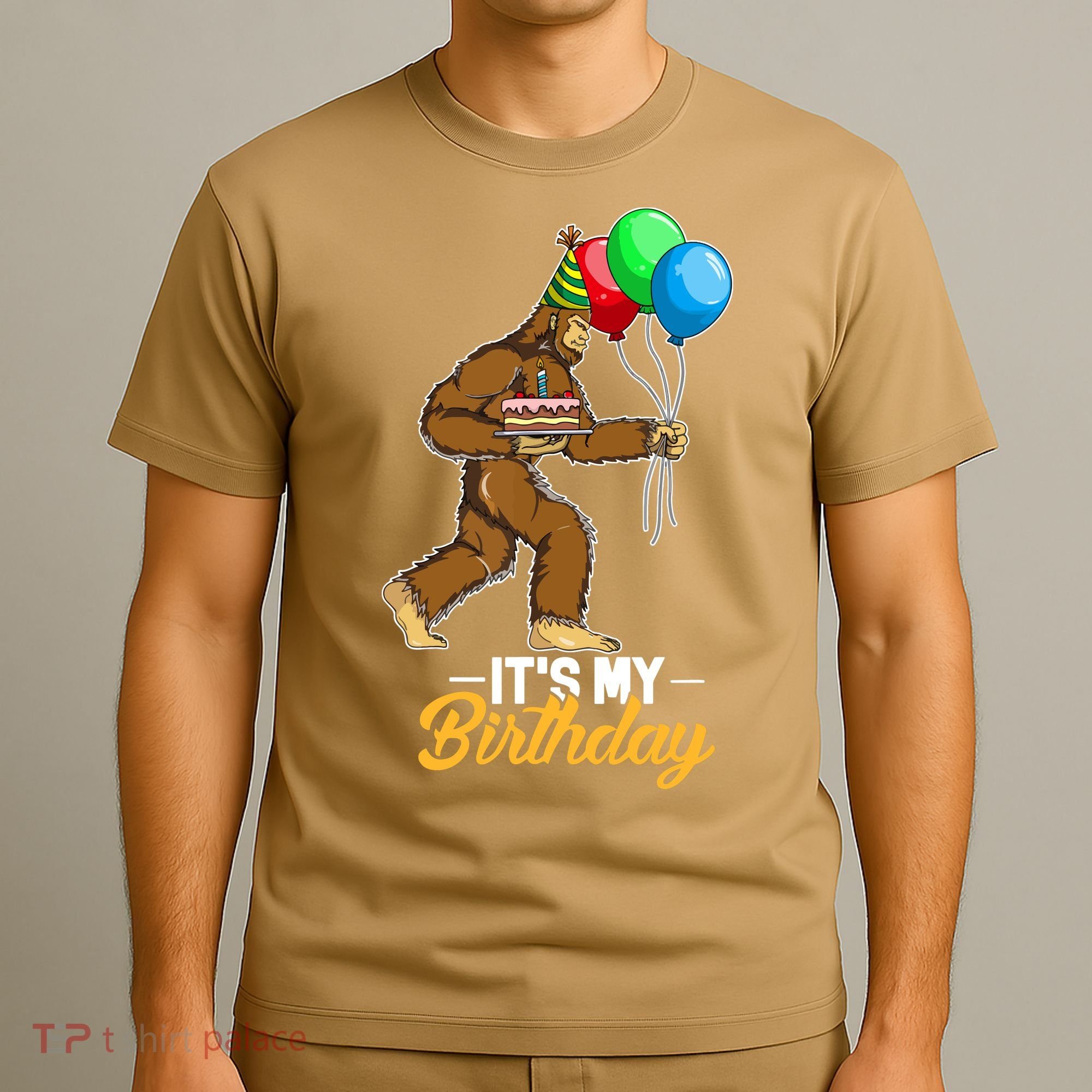 Funny Bigfoot Birthday Cake Balloons Sasquatch Yeti 1 T-Shirt