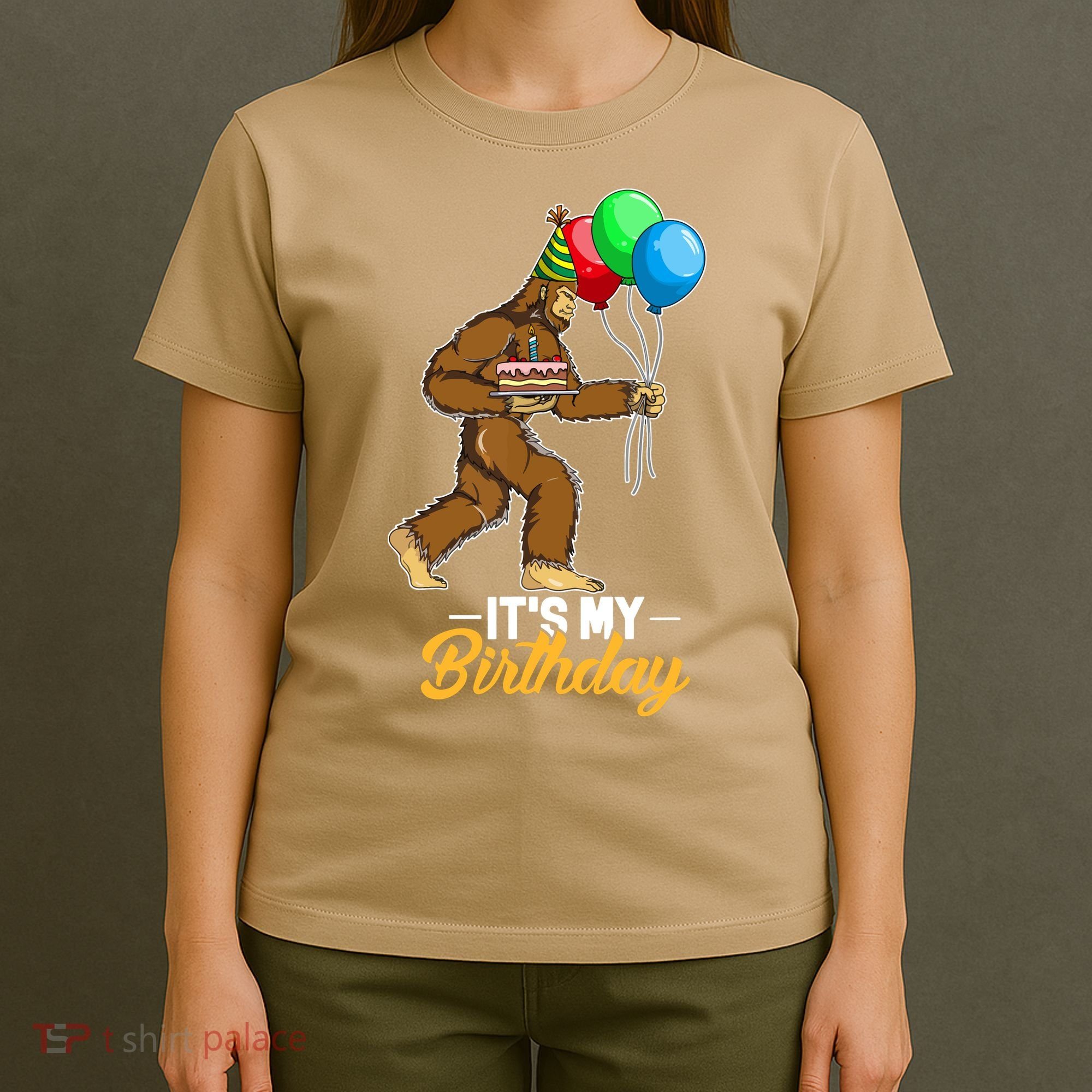 Funny Bigfoot Birthday Cake Balloons Sasquatch Yeti 1 T-Shirt