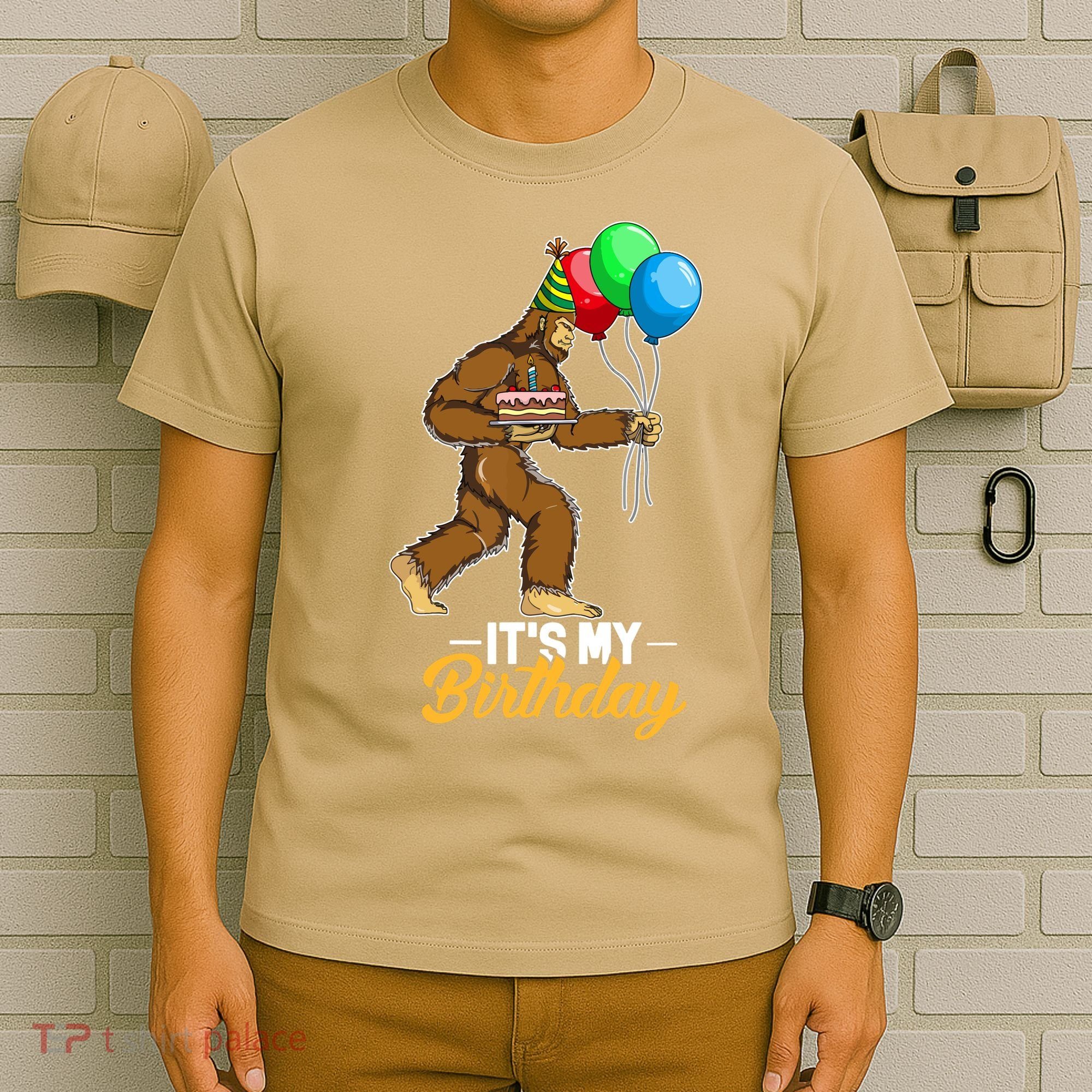 Funny Bigfoot Birthday Cake Balloons Sasquatch Yeti 1 T-Shirt