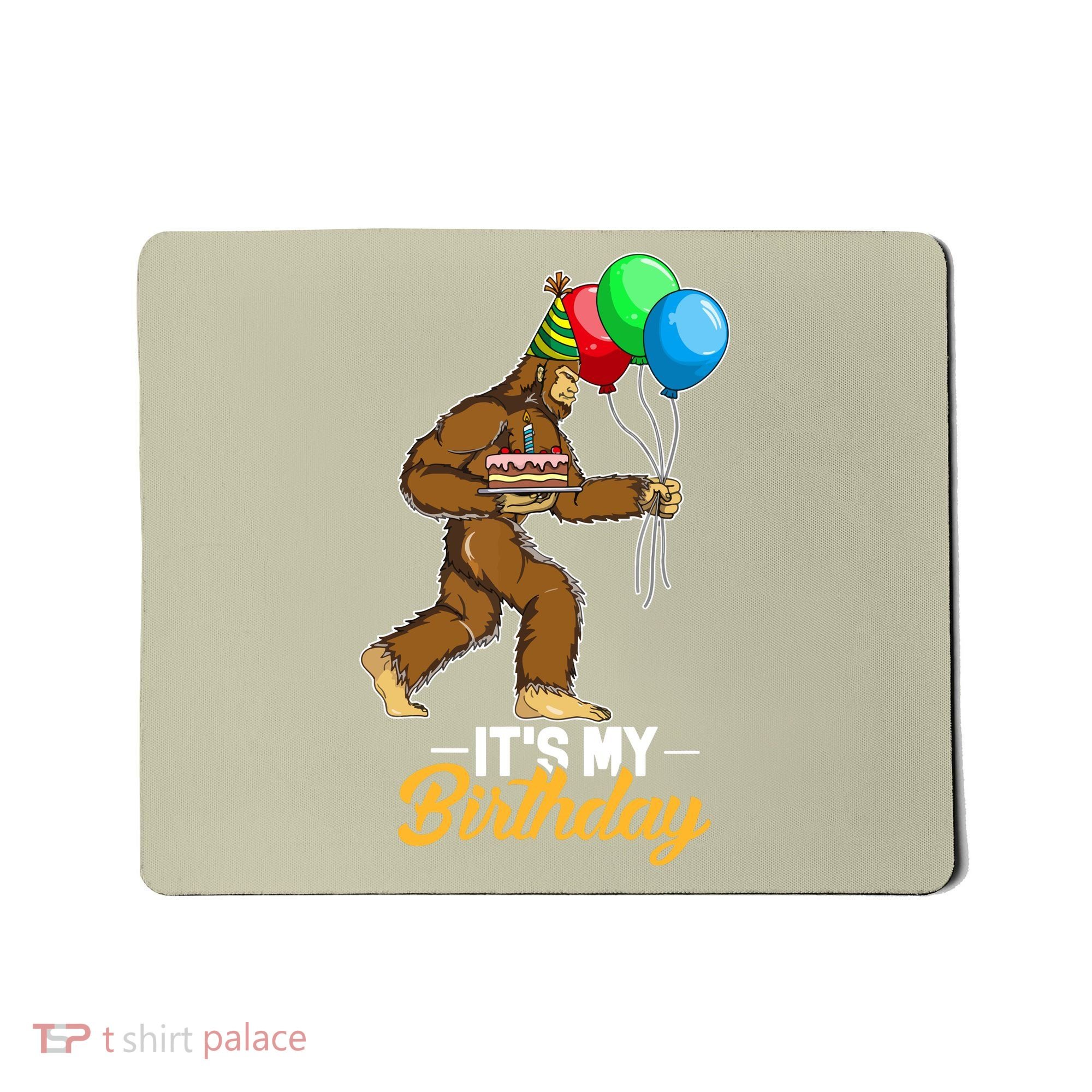 Funny Bigfoot Birthday Cake Balloons Sasquatch Yeti 1 Mousepad