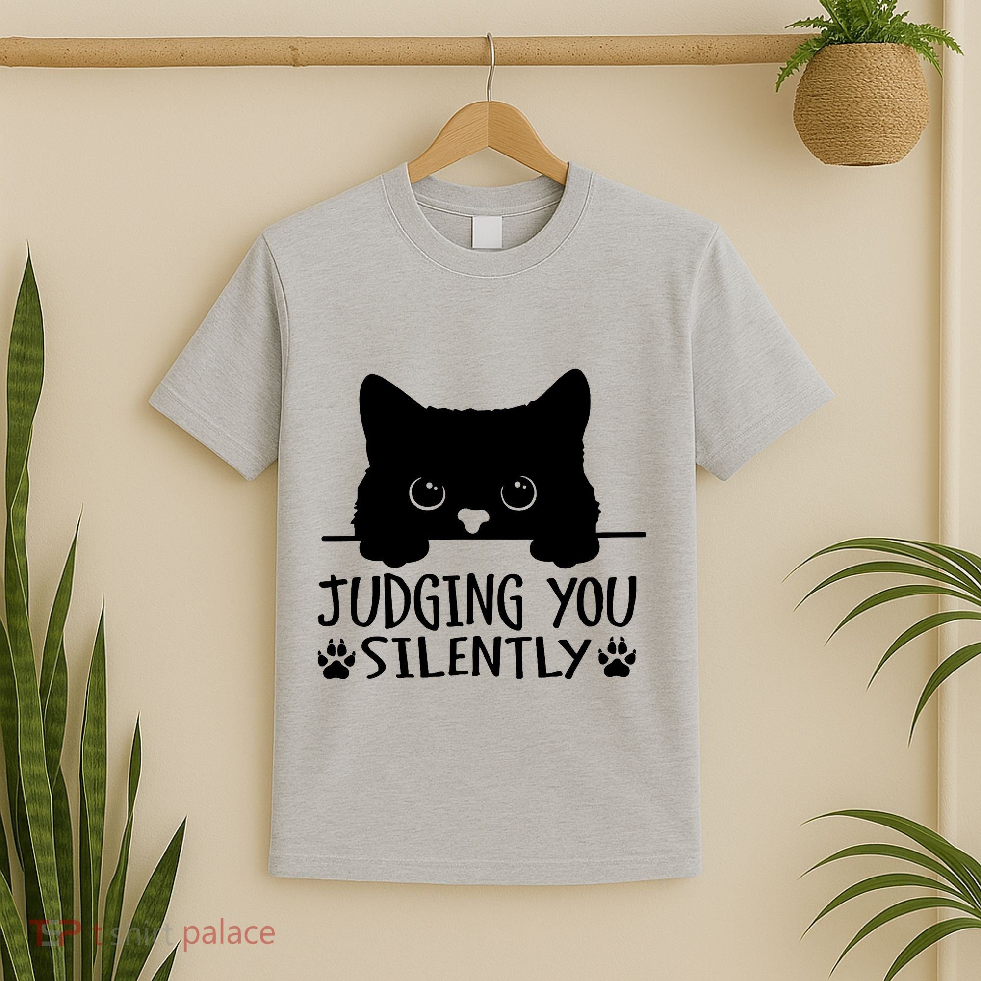 Funny Black Cat Judging You Silently Sarcastic Cat Mom T-Shirt