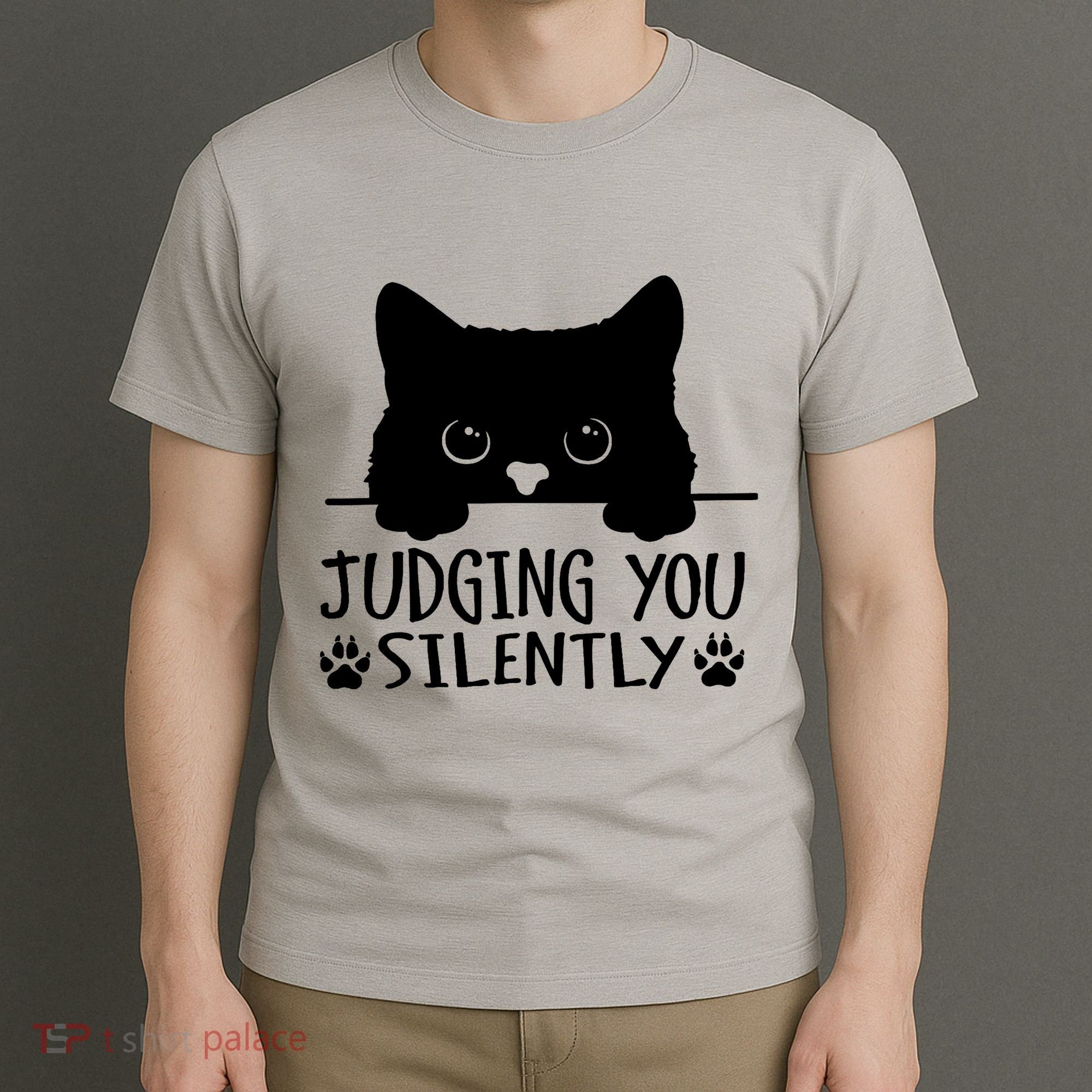 Funny Black Cat Judging You Silently Sarcastic Cat Mom T-Shirt