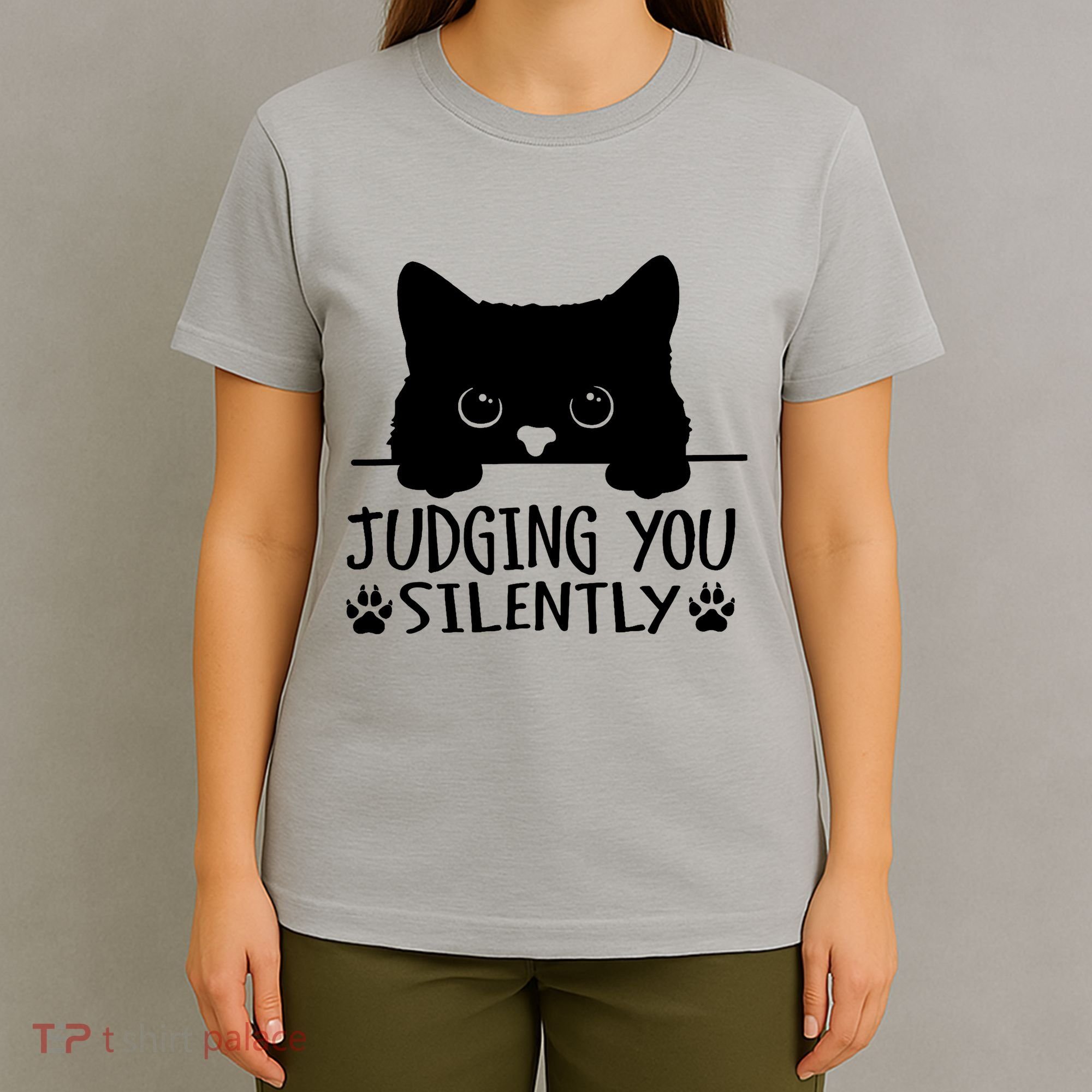 Funny Black Cat Judging You Silently Sarcastic Cat Mom T-Shirt