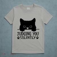 Funny Black Cat Judging You Silently Sarcastic Cat Mom T-Shirt thumb 5