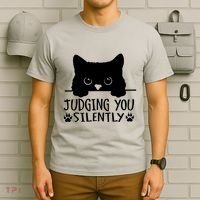 Funny Black Cat Judging You Silently Sarcastic Cat Mom T-Shirt thumb 6