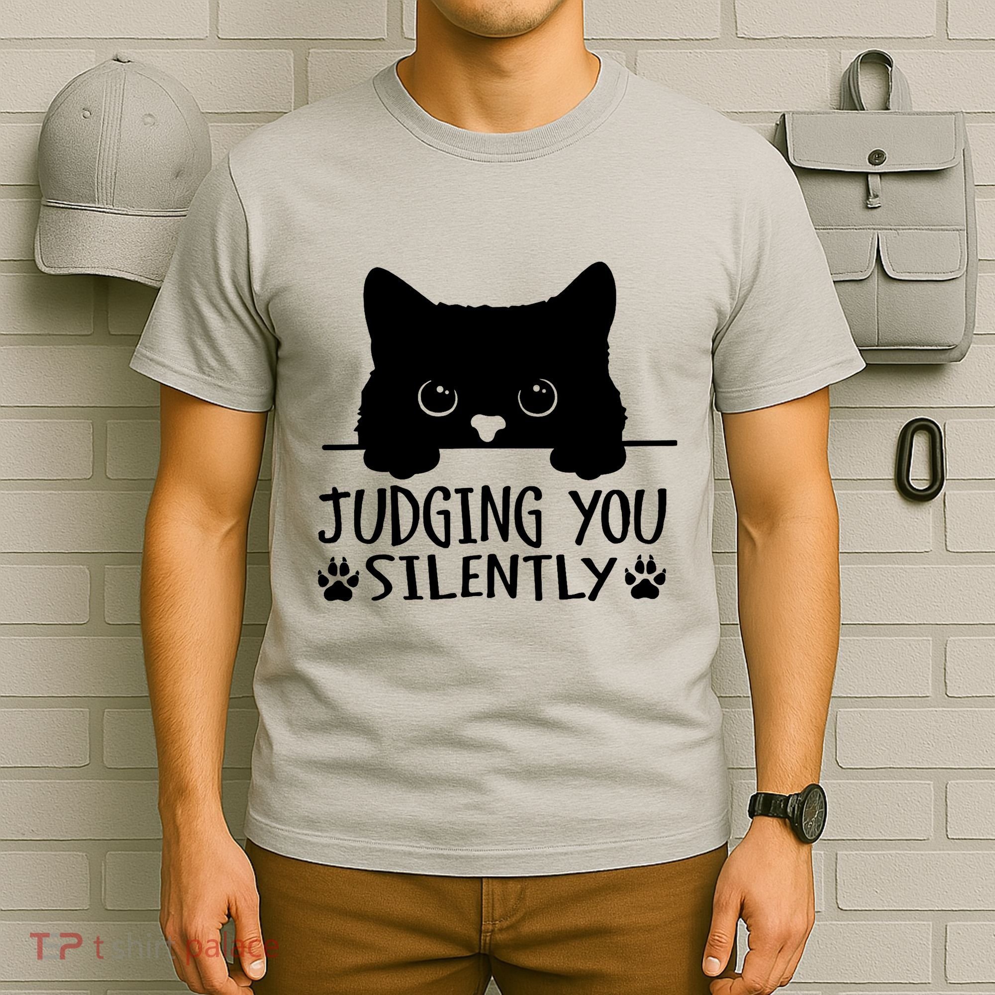 Funny Black Cat Judging You Silently Sarcastic Cat Mom T-Shirt
