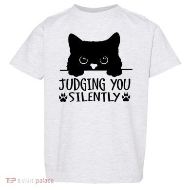 Funny Black Cat Judging You Silently Sarcastic Cat Mom Toddler T-Shirt