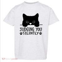 Funny Black Cat Judging You Silently Sarcastic Cat Mom Toddler T-Shirt thumb 0