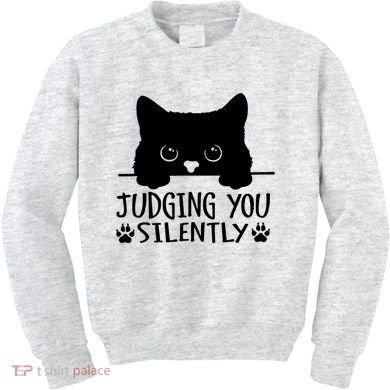 Funny Black Cat Judging You Silently Sarcastic Cat Mom Kids Sweatshirt