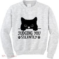 Funny Black Cat Judging You Silently Sarcastic Cat Mom Kids Sweatshirt thumb 0
