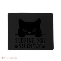 Funny Black Cat Judging You Silently Sarcastic Cat Mom Mousepad thumb 0