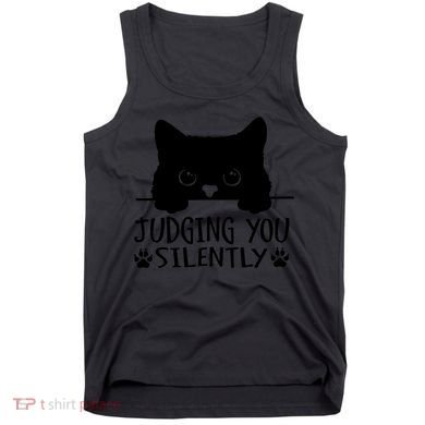 Funny Black Cat Judging You Silently Sarcastic Cat Mom Tank Top