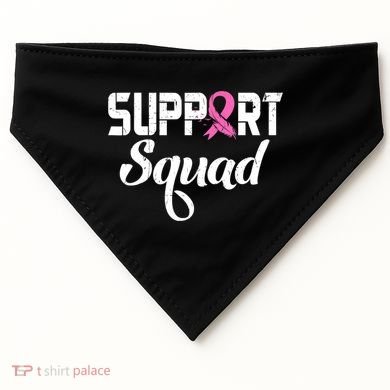Funny Breast Cancer Warrior Support Squad Awareness USA-Made Doggie Bandana