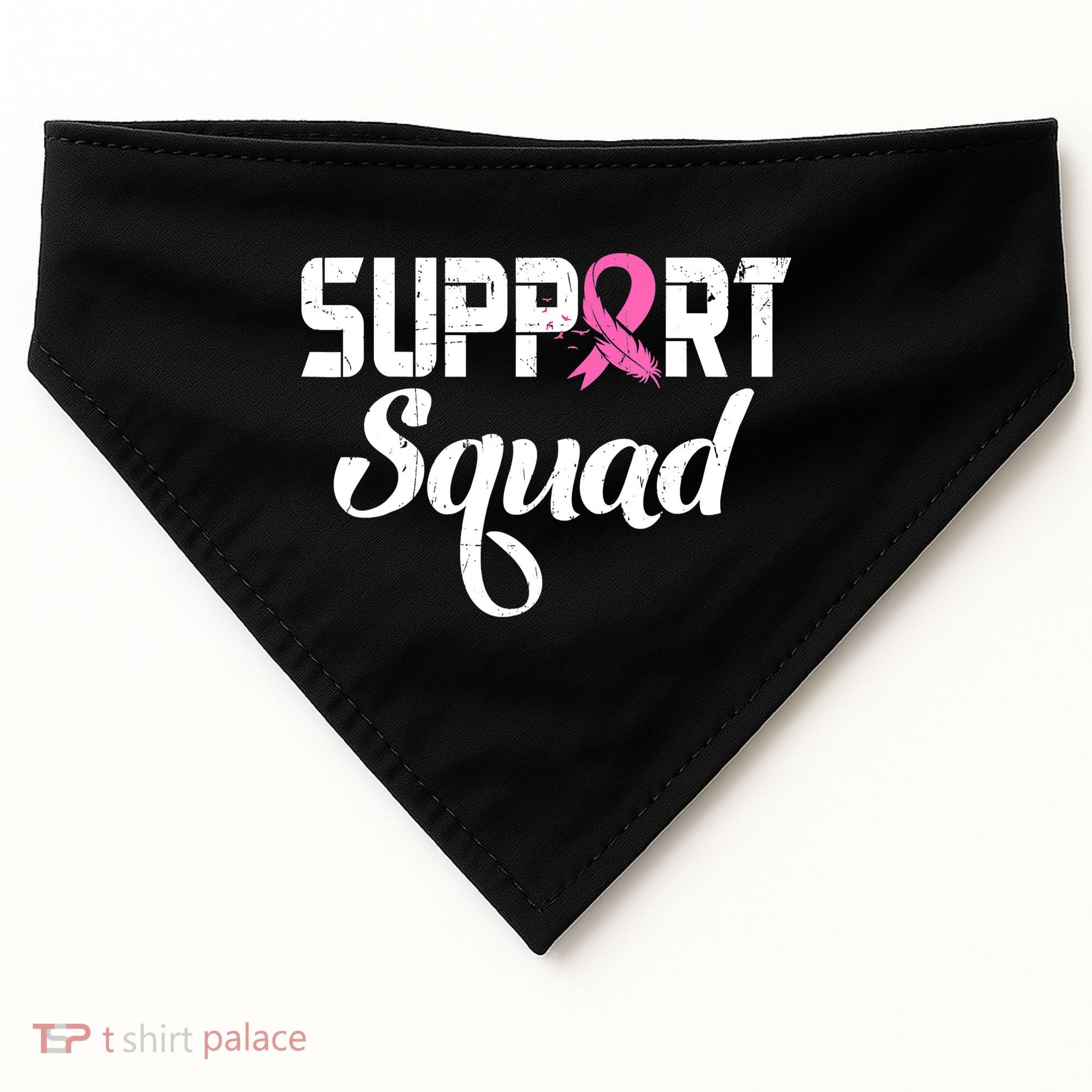 Funny Breast Cancer Warrior Support Squad Awareness USA-Made Doggie Bandana