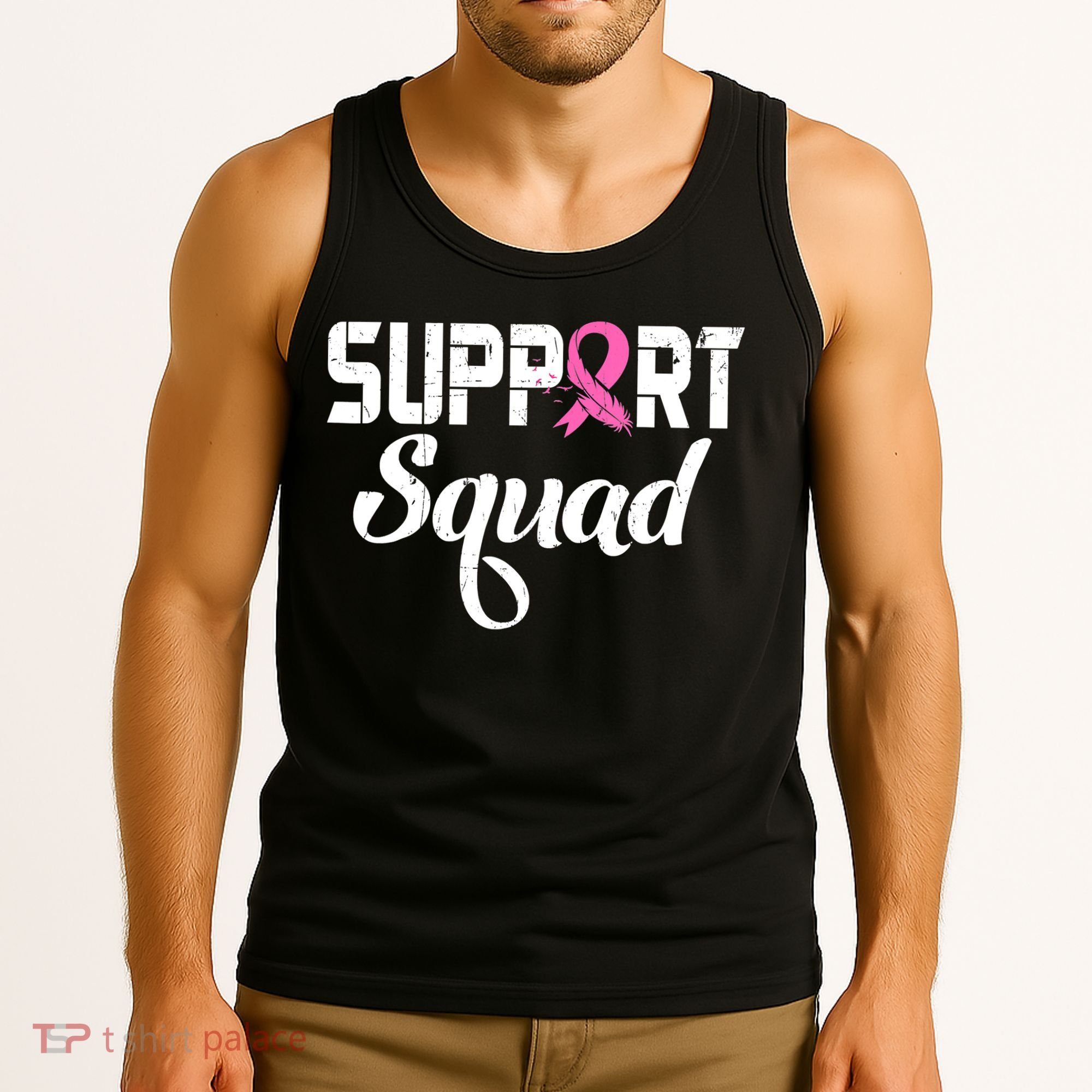 Funny Breast Cancer Warrior Support Squad Awareness Tank Top