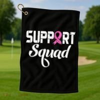 Funny Breast Cancer Warrior Support Squad Awareness Golf Towel thumb 1
