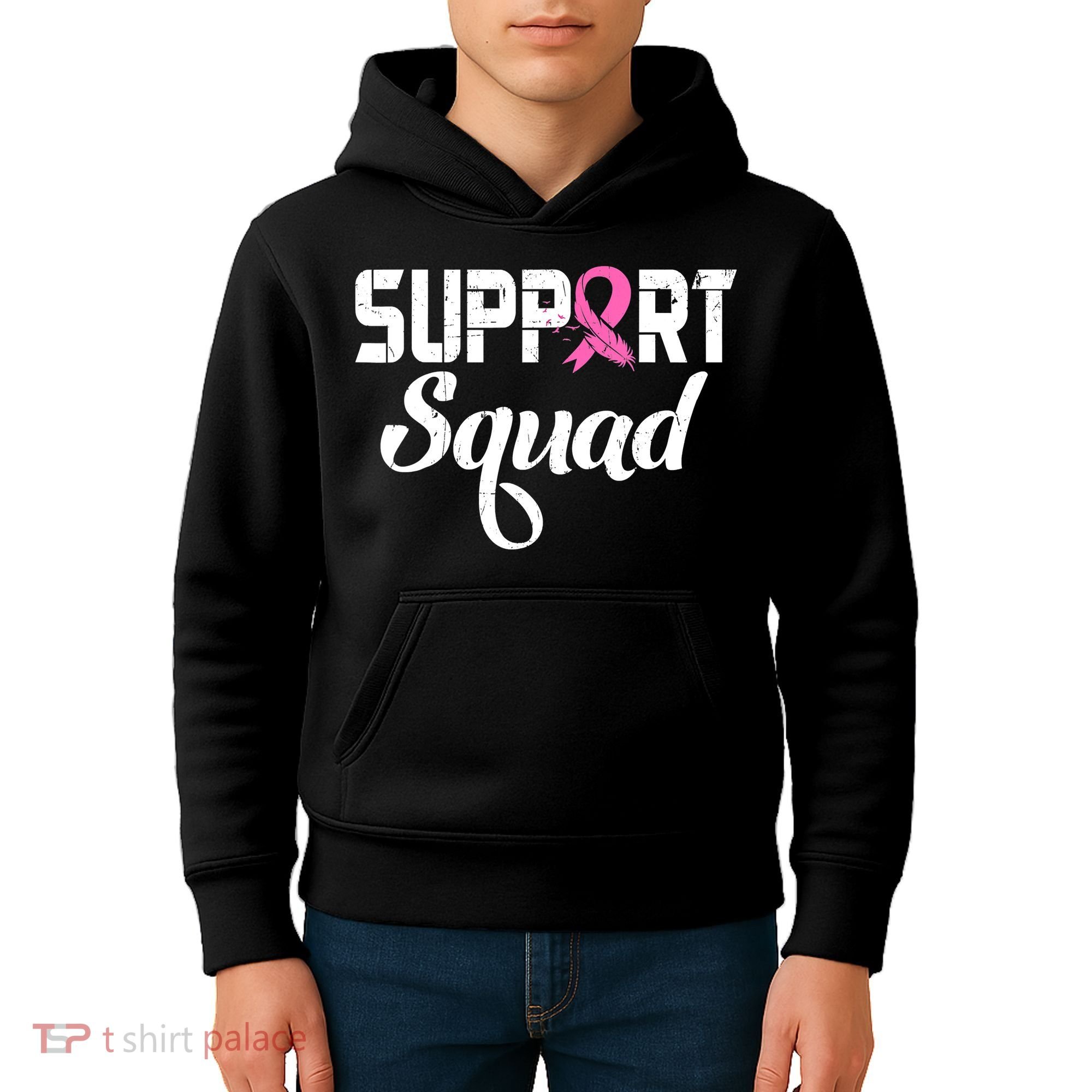 Funny Breast Cancer Warrior Support Squad Awareness Kids Hoodie