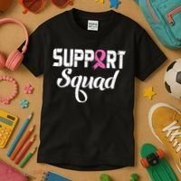 Funny Breast Cancer Warrior Support Squad Awareness Kids T-Shirt thumb 3