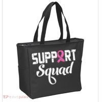 Funny Breast Cancer Warrior Support Squad Awareness Tote Bag thumb 2