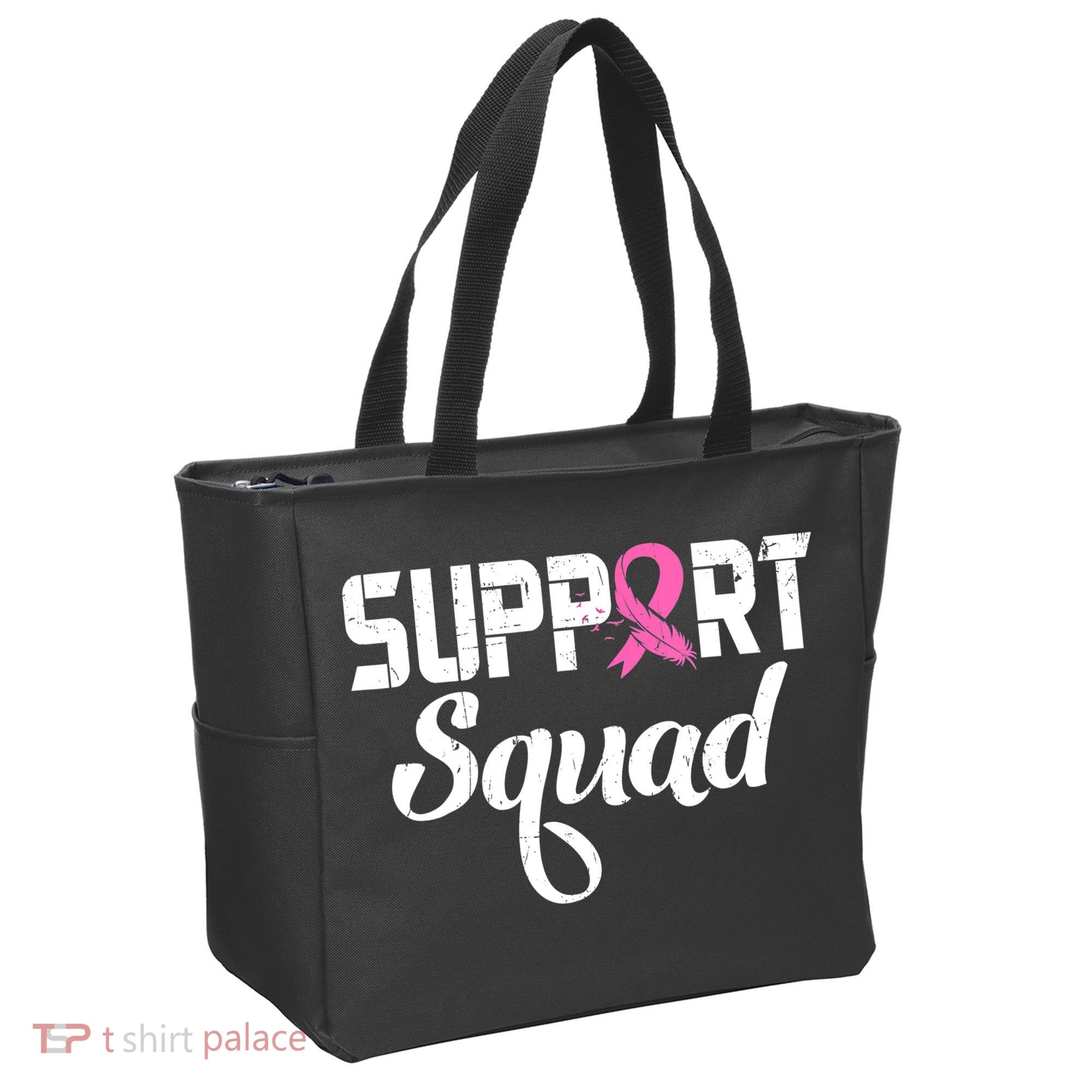 Funny Breast Cancer Warrior Support Squad Awareness Tote Bag