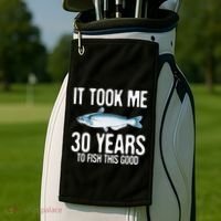 Funny Blue Catfish Fishing 30th Birthday 30 Years To Fish Golf Towel thumb 2