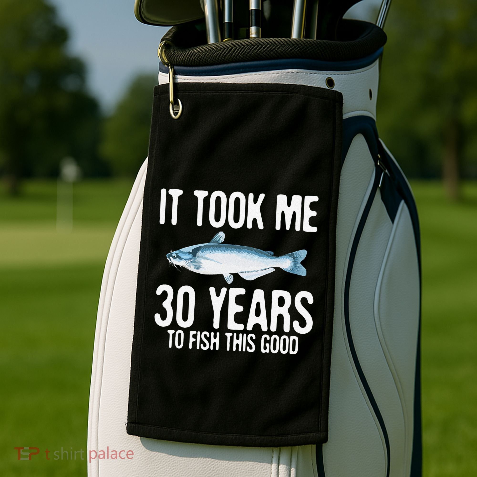 Funny Blue Catfish Fishing 30th Birthday 30 Years To Fish Golf Towel