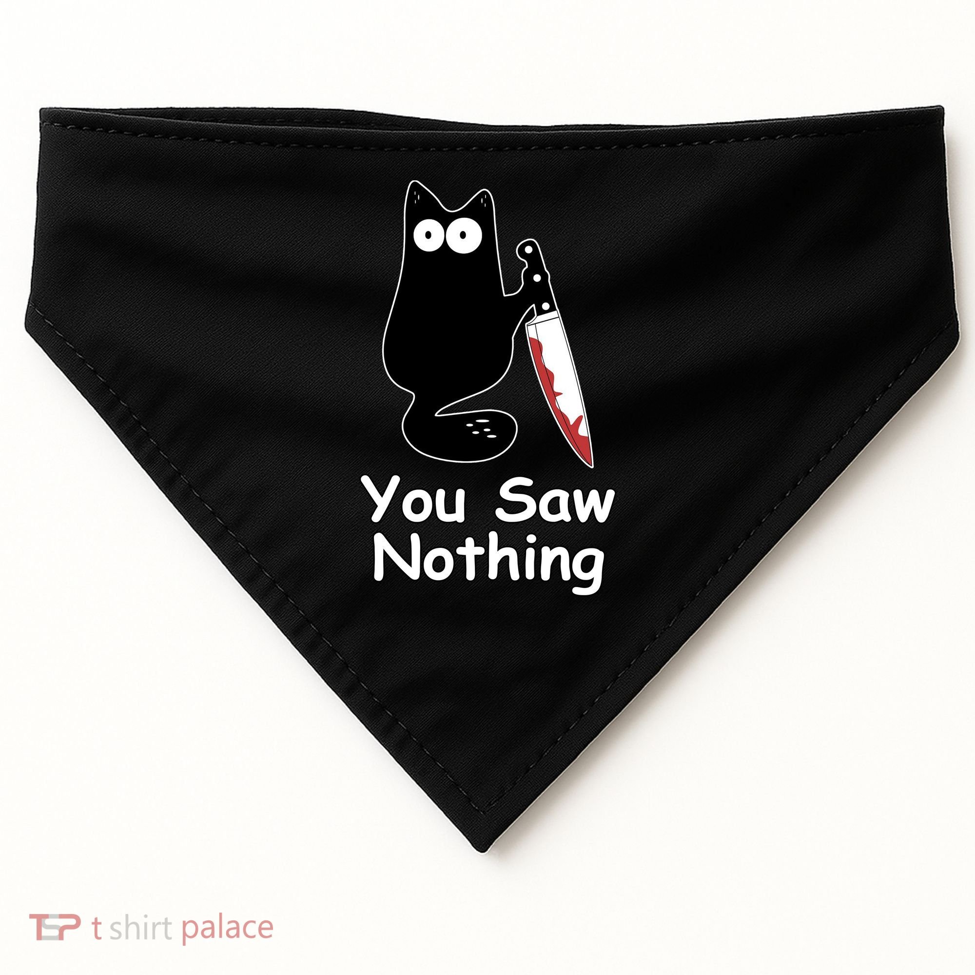 Funny Black Cat Meme You Saw Nothing USA-Made Doggie Bandana