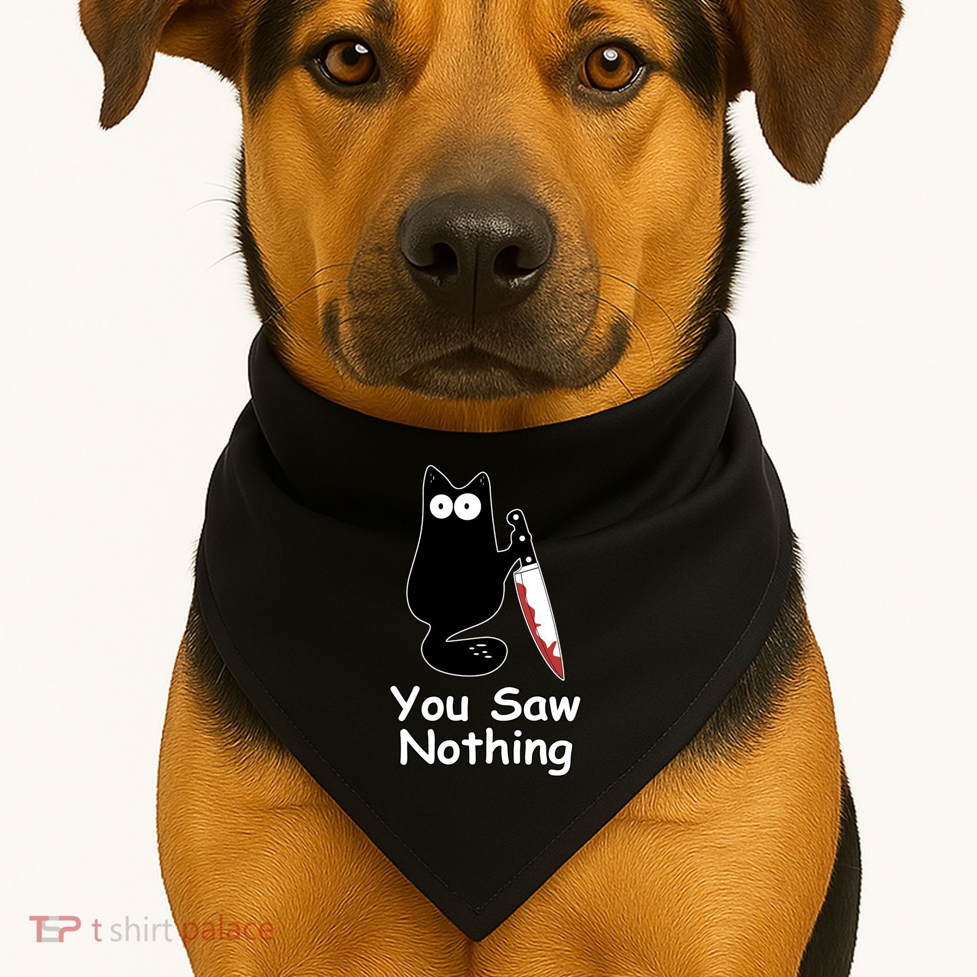 Funny Black Cat Meme You Saw Nothing USA-Made Doggie Bandana
