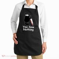 Funny Black Cat Meme You Saw Nothing Apron thumb 2
