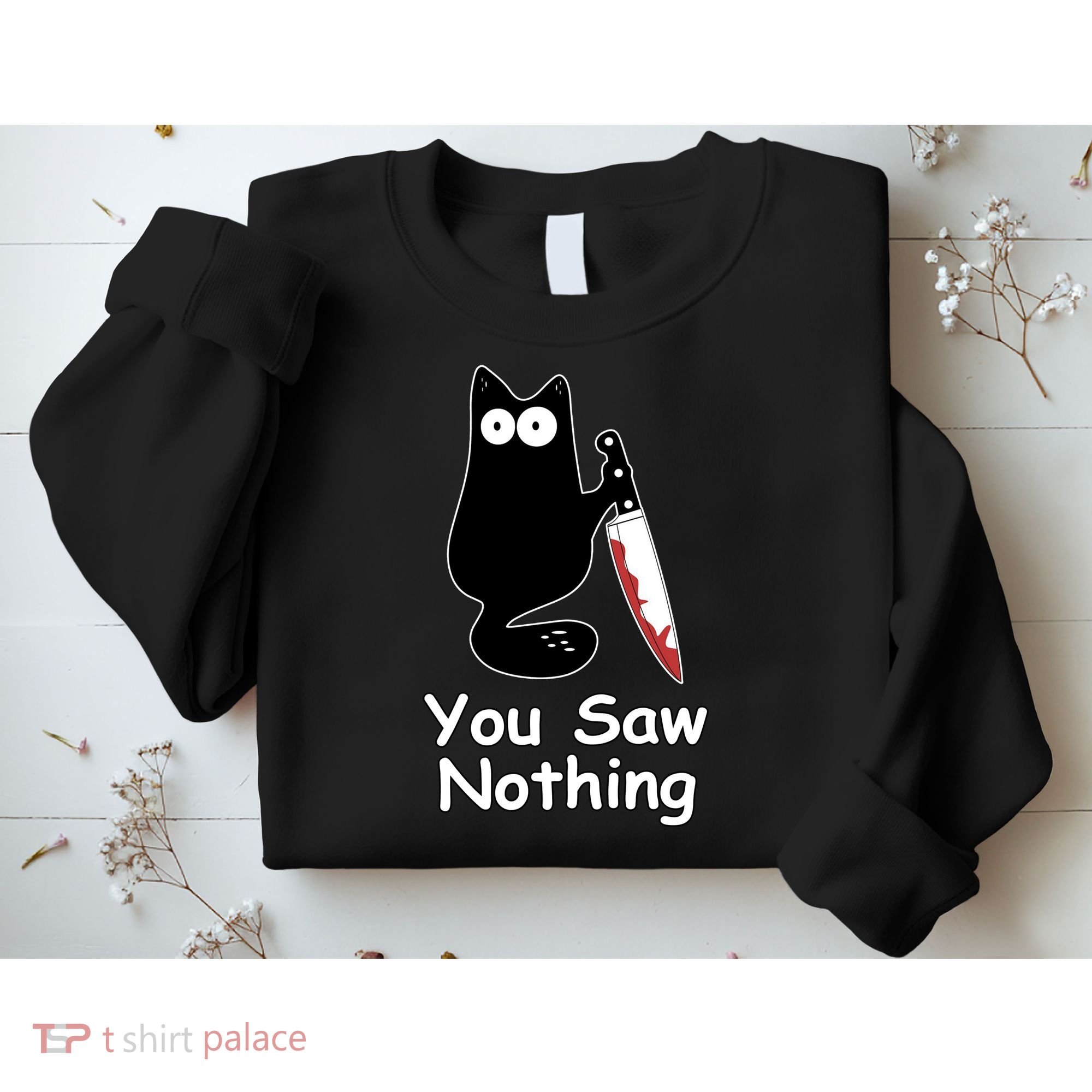 Funny Black Cat Meme You Saw Nothing Sweatshirt
