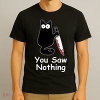 Funny Black Cat Meme You Saw Nothing T-Shirt thumb 3