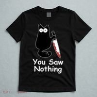 Funny Black Cat Meme You Saw Nothing T-Shirt thumb 5