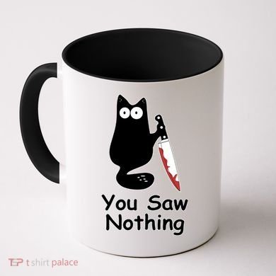 Funny Black Cat Meme You Saw Nothing Coffee Mug