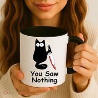 Funny Black Cat Meme You Saw Nothing Coffee Mug thumb 3
