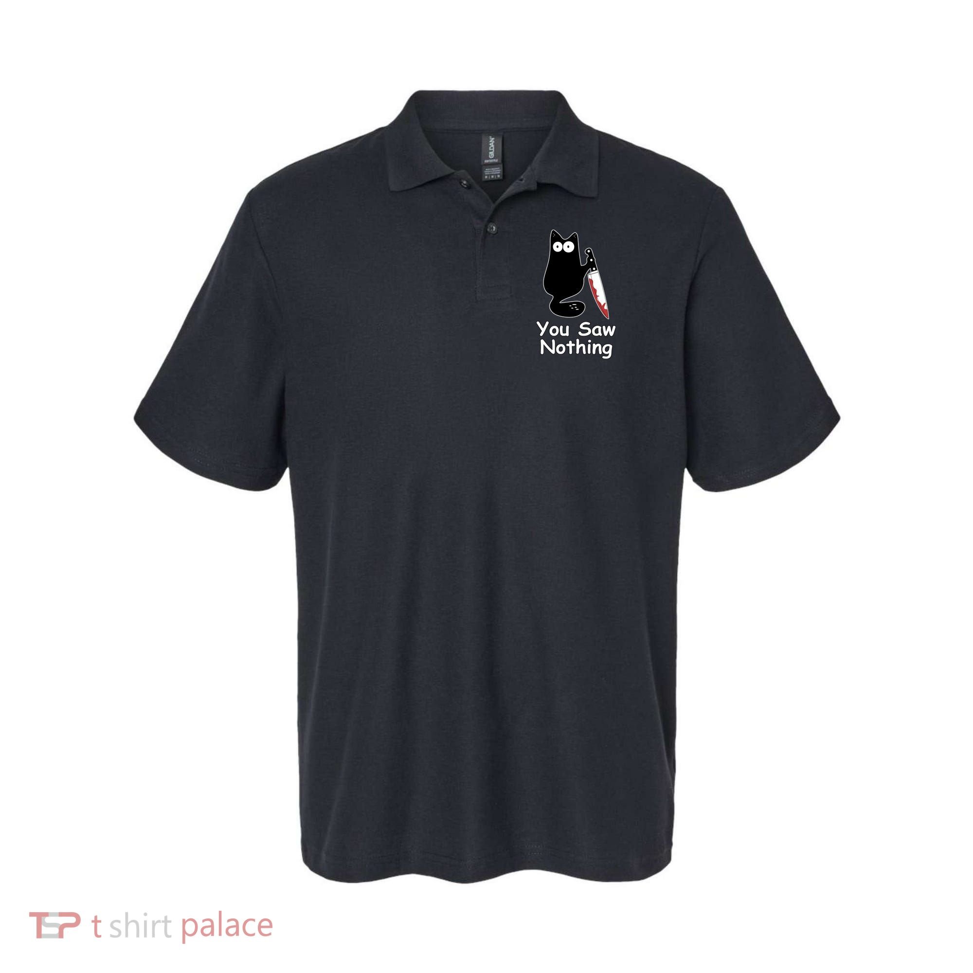 Funny Black Cat Meme You Saw Nothing Polo