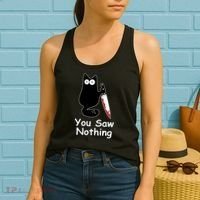 Funny Black Cat Meme You Saw Nothing Women's Tank Top thumb 2