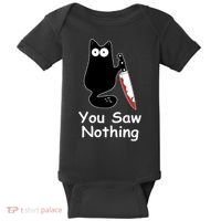 Funny Black Cat Meme You Saw Nothing Baby Bodysuit thumb 0