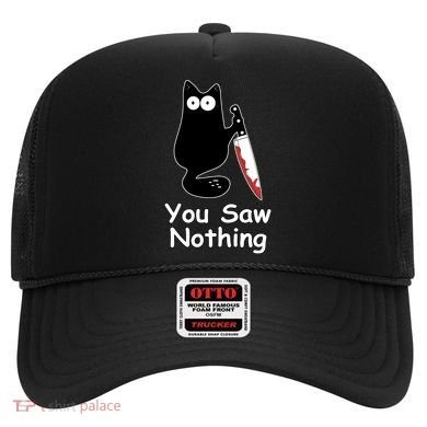 Funny Black Cat Meme You Saw Nothing Hat