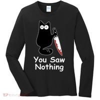 Funny Black Cat Meme You Saw Nothing Women's Long Sleeve Shirt thumb 0