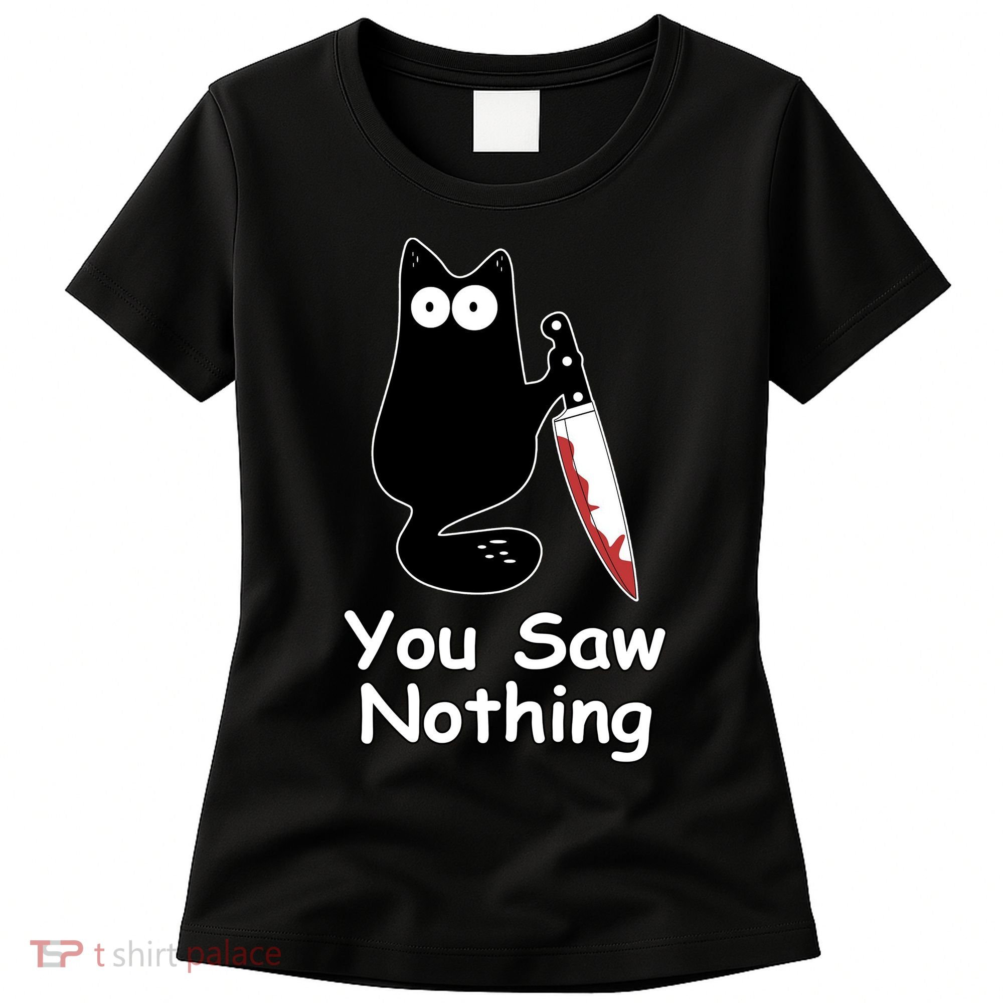 Funny Black Cat Meme You Saw Nothing Women's T-Shirt