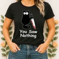 Funny Black Cat Meme You Saw Nothing Women's T-Shirt thumb 2