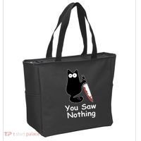 Funny Black Cat Meme You Saw Nothing Tote Bag thumb 2