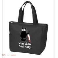 Funny Black Cat Meme You Saw Nothing Tote Bag thumb 3