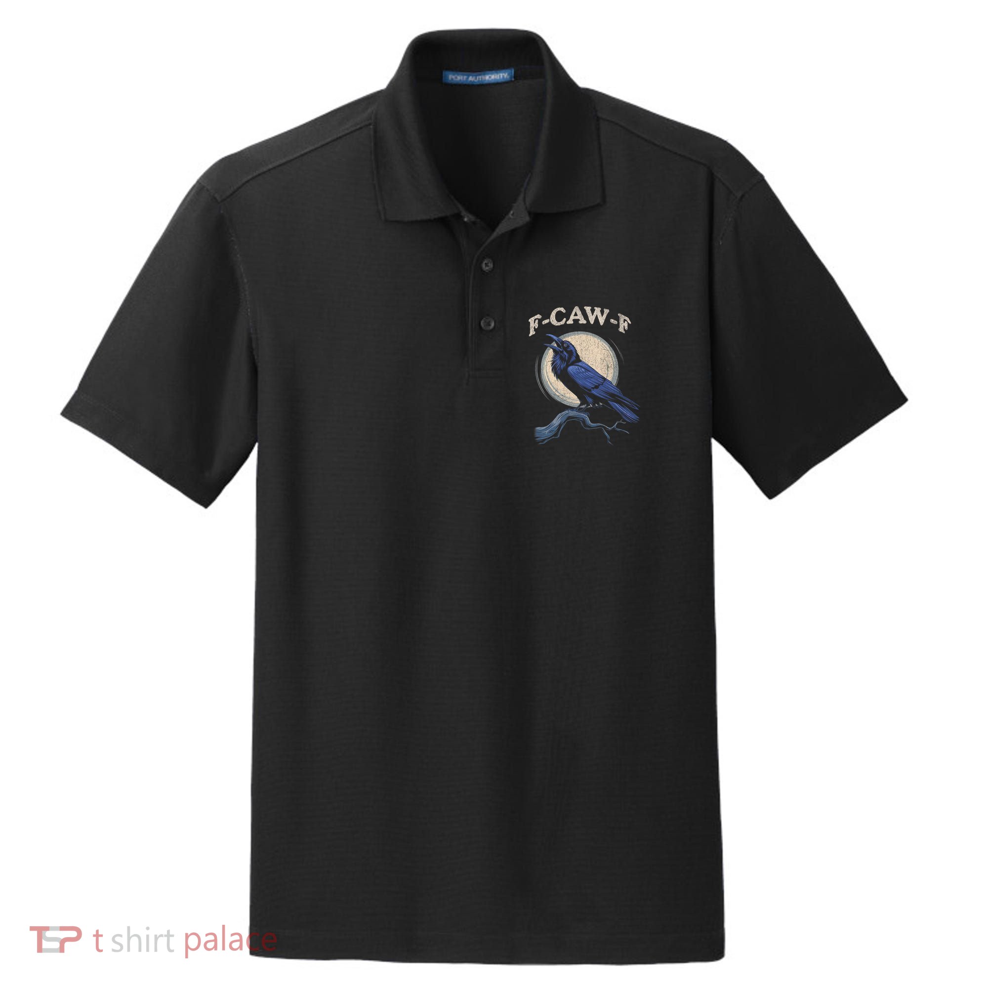 Funny Black Crow F-Caw-F Crow Lover Dry Zone Grid Polo
