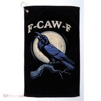 Funny Black Crow F-Caw-F Crow Lover Golf Towel thumb 0